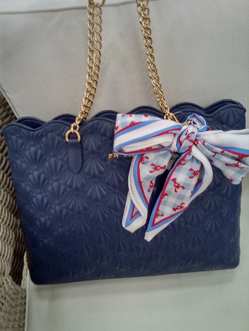 Betsey Johnson Pretty Quilted Navy Blue Shoulder Bag